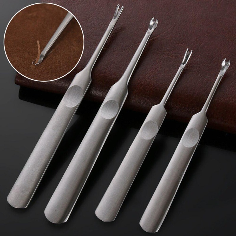 Groover Stitching Tool - เครื่องเจาะรูหนังทำด้วยมือยู + วี4ชิ้นที่เจาะรูสำหรับงานหนังชุดกล่องเครื่องมือชุดกล่องเครื่องมือ